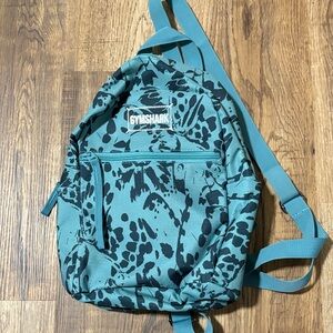 Gymshark Teal and Black Abstract Print Mini Backpack